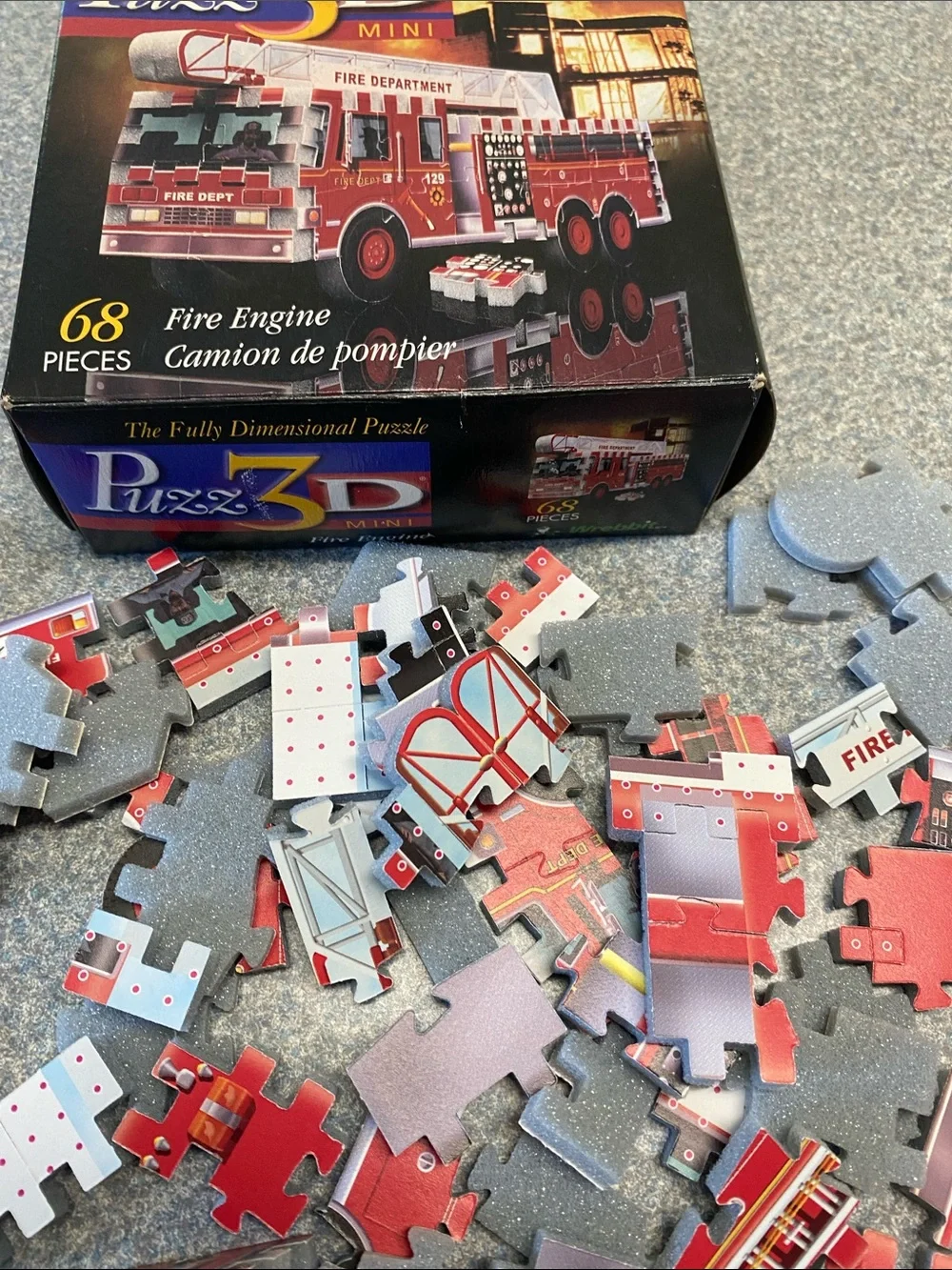 Puzz3D Mini Fire Engine Department Truck 68-Piece 3D Puzzle Foam Back Pieces